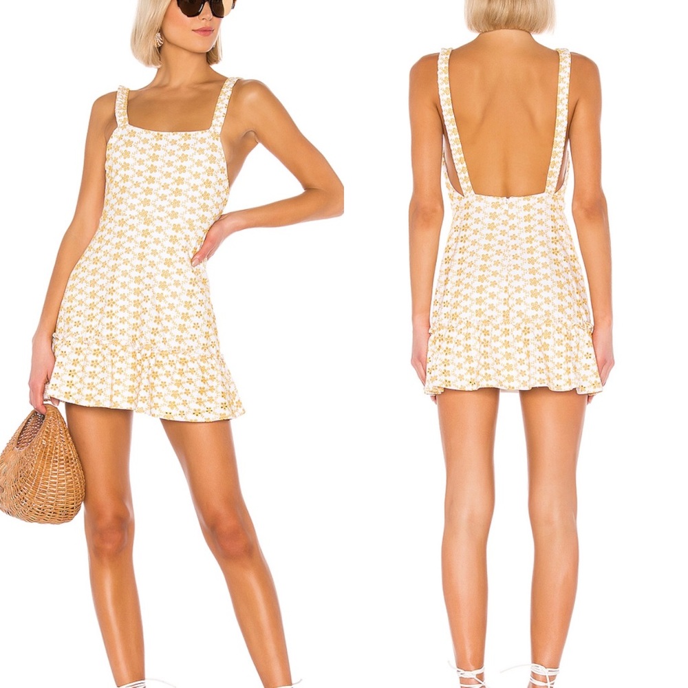 LPA Mabel Dress White and Yellow size Large